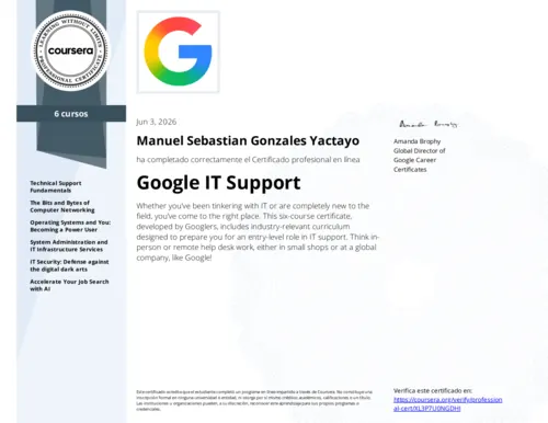 Certificado Google IT Support Professional